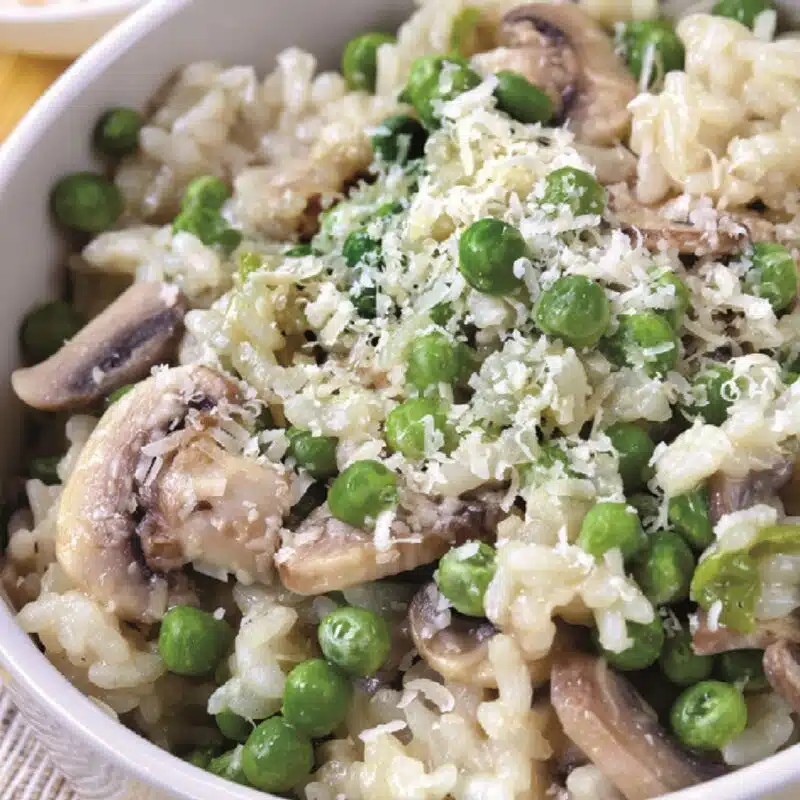 Chicken, Pea, Mushroom Risotto