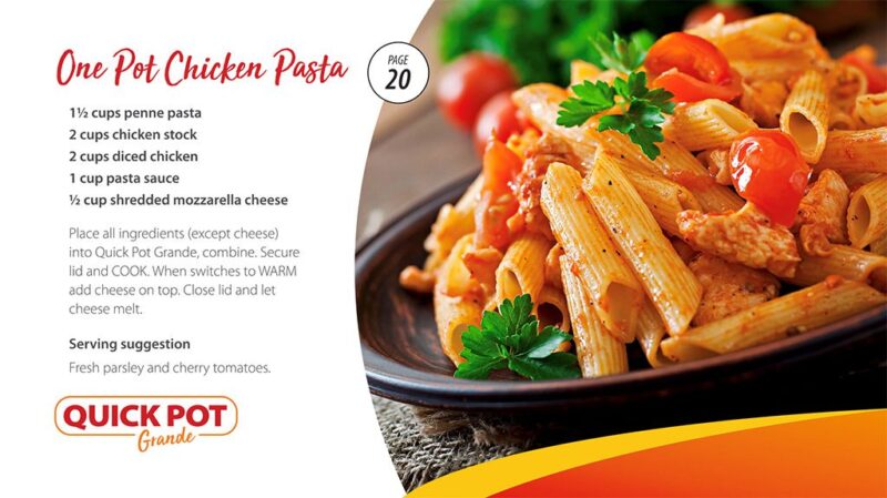Quickpot Grande Recipe book - One pot chicken pasta