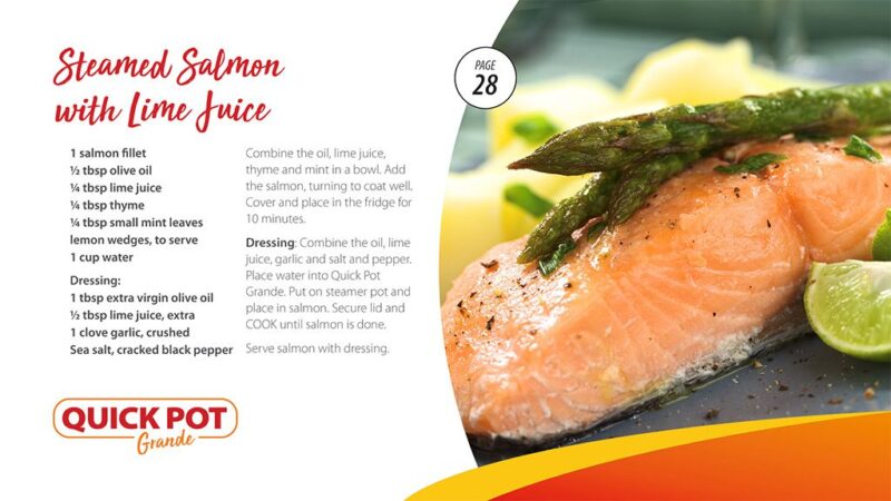 Quickpot Grande Recipe book - Steamed salmon with lime juice